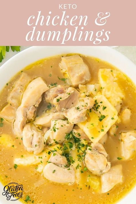 Keto Chicken And Dumplings, Keto Dumplings, Chicken Dumplings, Homemade Dumplings, Keto Soup, Fall Recipe, Cheap Dinner Recipes, Cheap Dinners, Gluten Free Eating