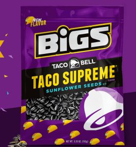 Bigs Sunflower Seeds, Taco Supreme, Taco Bell Taco, Crispy Taco Shells, Bold Typeface, Baseball Movies, Crispy Tacos, 3 Strikes, Bell Work