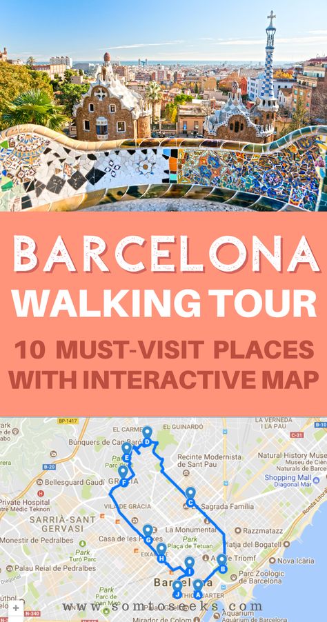 Barcelona Walking Tour Map, Barcelona Walking Tour, Two Days In Barcelona, Visiting Barcelona Spain, Barcelona Trip Things To Do, Things To Do In Barcelona Spain, Barcelona Tourist Map, Barcelona Spain Vacation, Barcelona Park Guell