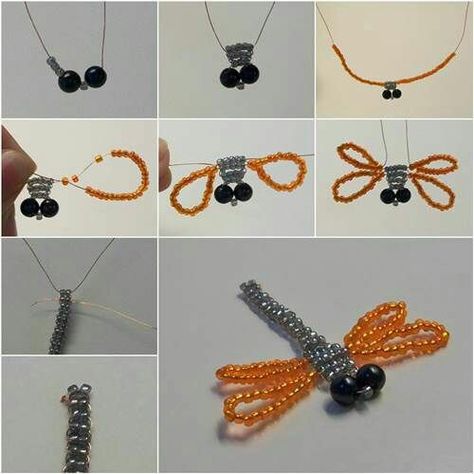 Dragon Fly Craft, Beaded Dragonfly, Beaded Crafts, Homemade Jewelry, Beaded Animals, Beaded Jewelry Patterns, Diy Crafts Jewelry, Beading Tutorials, Beads And Wire