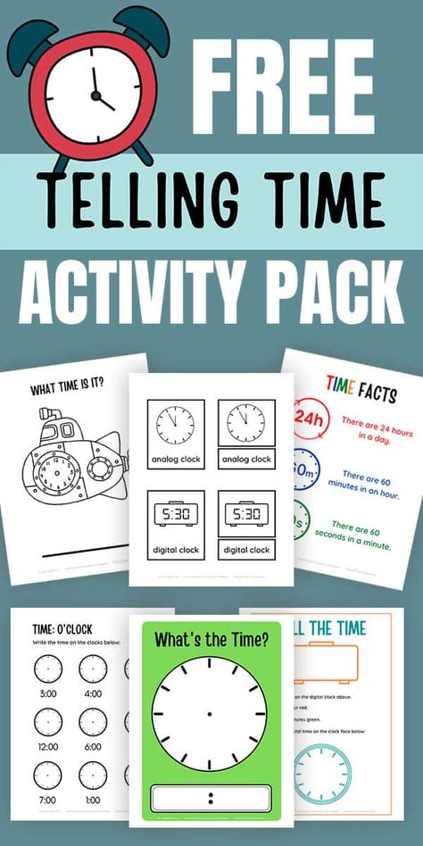 Have your children been interested in learning how to tell time? With so much digital technology around our fingertips today, many children don't see real clocks or watches anymore. Telling time worksheets are a huge help for kids when they are learning how to tell the correct time on a clock. These free telling time worksheets will help your children understand and master how to read time on a clock. Telling Time For Preschoolers, Clock Teaching Time Kids, Clock Worksheet 3rd Grade, Telling The Time Worksheets For Kids, Learning Time Clock Free Printable, Telling Time Worksheets Free Printable, Clock Learning For Kids, Teach Telling Time, Free Unit Study