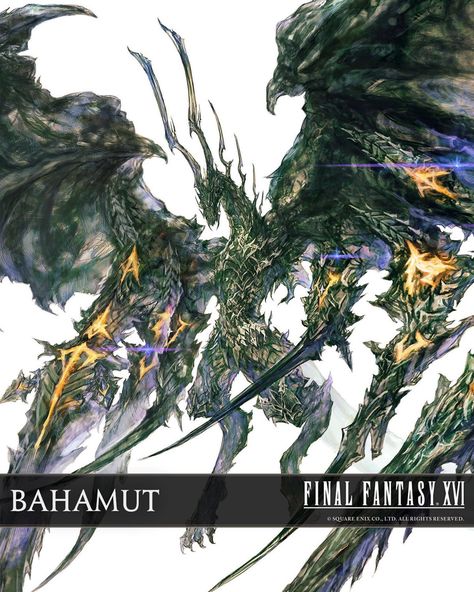 Bahamut Final Fantasy, Final Fantasy Collection, Final Fantasy Artwork, Final Fantasy Art, Model Sheet, Creature Concept Art, Final Fantasy Xiv, Fantasy Series, Final Fantasy Vii