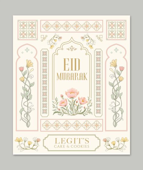 #eidmubarakgreetingcard #eid #noveau #flowersillustration #designillustration Islamic Card Design, Ramadhan Packaging Design, Eid Graphic Design, Eid Fitri Card, Ramadan Illustration Art, Ramadan Cards Design, Islamic Architecture Drawing, Ramadan Design Ideas, Eid Elements