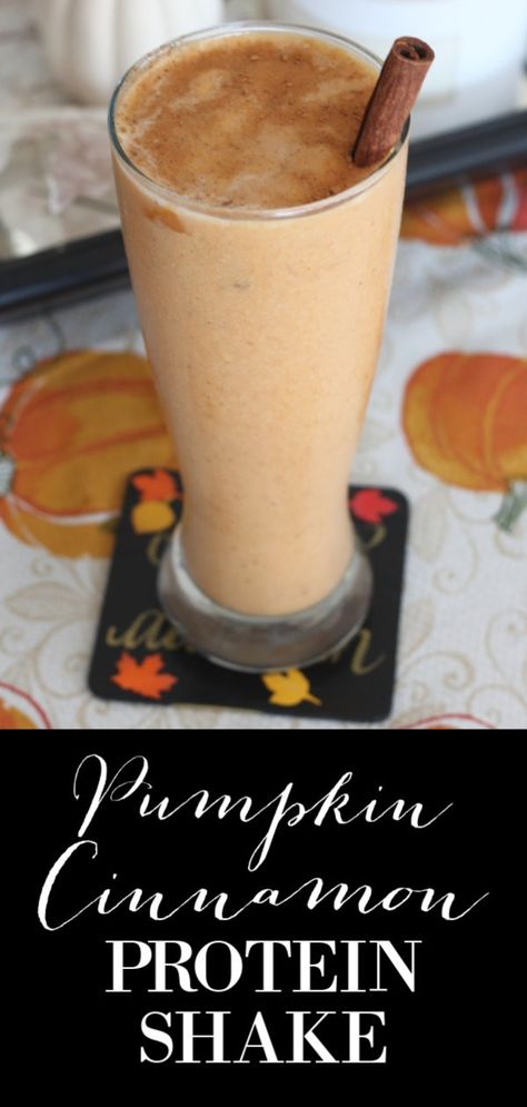 Cinnamon Protein Shake, Pumpkin Puree Recipes Healthy, Pumpkin Protein Shake, Pumpkin Shake, Cinnamon Healthy, Unique Smoothies, Pancakes Protein, Pumpkin Puree Recipes, Protein Shake Recipe