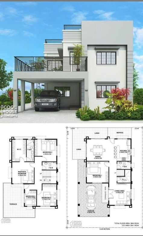 Exterior Sketch, Philippines House Design, Two Story House Design, Modern House Floor Plans, 2 Storey House Design, Two Story House Plans, Two Story House, Duplex House Plans, House Plan Gallery