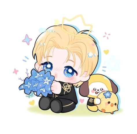 Bts Chibi Cute Jimin, Jimin Illustration, Jimin Anime, Jimin Chibi, Jimin Art, Ipad Image, Chibi Bts, Baby Fan, Free! Gif