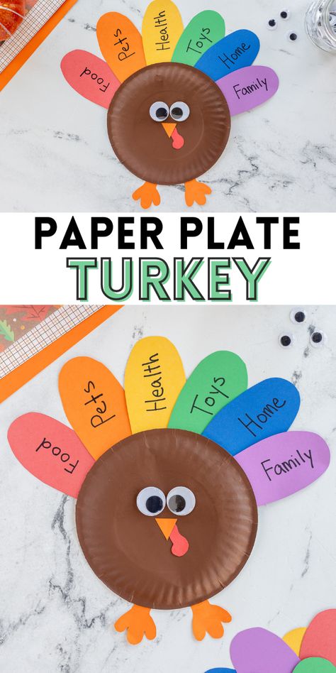 Turkey Craft For Kids, Thankful Crafts, Paper Plate Turkey, Thanksgiving Crafts Preschool, Thanksgiving Paper, Paper Plate Crafts For Kids, Turkey Crafts, Thanksgiving Preschool, Turkey Craft