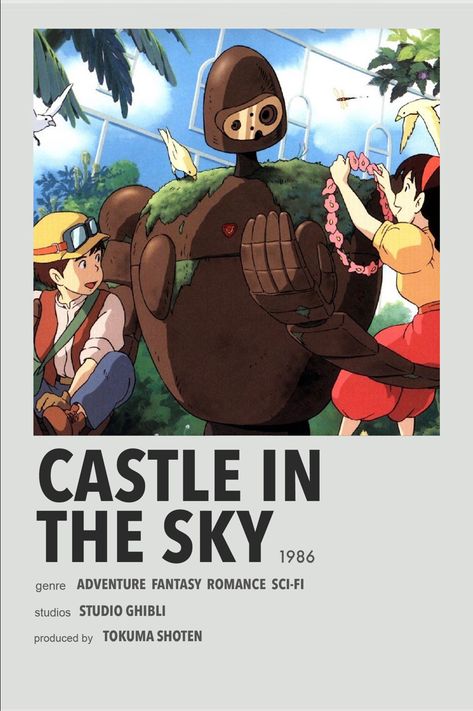 Castle in the Sky minimal anime poster Art Studio Ghibli, Studio Ghibli Poster, Animated Movie Posters, Sky Anime, Film Posters Minimalist, Film Anime, Ghibli Artwork, Poster Anime, Anime Printables