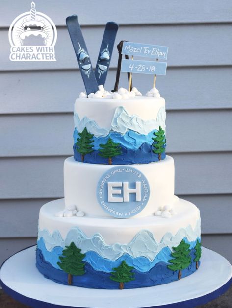 Skiing Themed Cake, Ski Cakes Birthdays, Ski Theme Birthday Cake, Skiing Cakes Birthdays, Snowboard Themed Birthday Party, Snowboard Cake Birthdays, Snowboarding Cake Ideas, Ski Themed Cake, Ski Cake Ideas Birthday