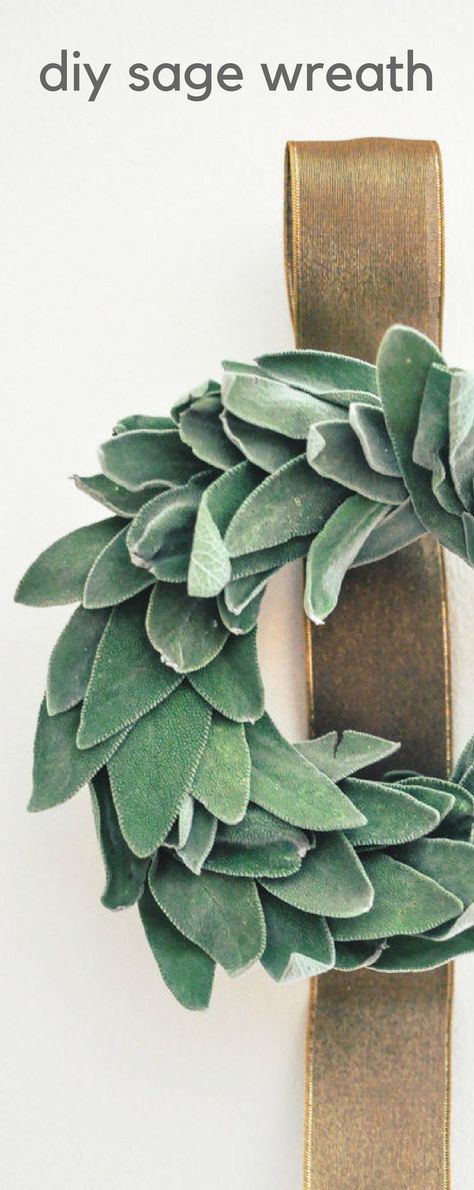 DIY Sage Wreath. Sage is an easy herb to use on a wreath and it dries beautifully. This DIY craft smells great and looks gorgeous in your home! #wreaths #diyproject #craft Herb Wreath Ideas, Dried Sage Wreath, Sage Wreath Diy, Sage Crafts, Sage Ideas, Sage Wreath, Home Wreaths, Sage Cottage, Sage Christmas