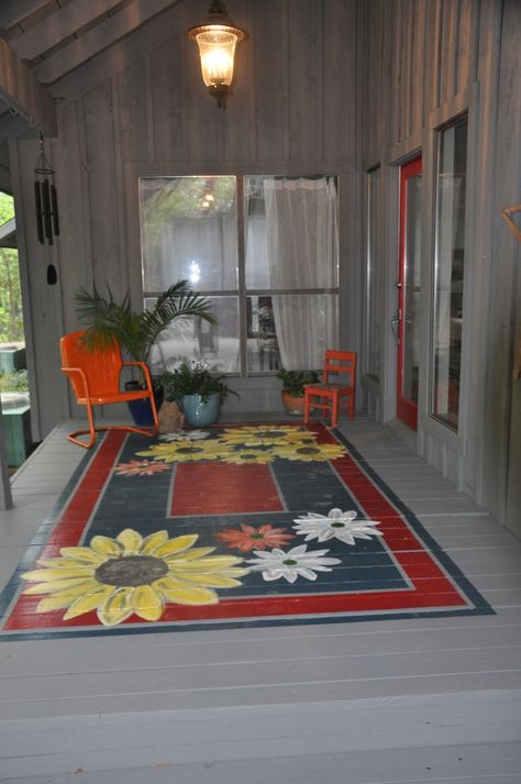 Painted rug for porch hmmmm I am liking this idea! Painted Porch Floors, Smart School House, Porch Paint, Smart School, Deck Paint, Porch Rug, Painted Floor, Porch Flooring, Painted Rug