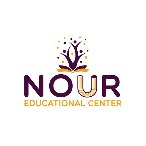 Nour Educational Center Logo on Behance Education Center Logo, Learning Center Logo, Nature Logo Design, Language Centers, Nature Logo, Youth Center, Student Center, Center Logo, Education Logo