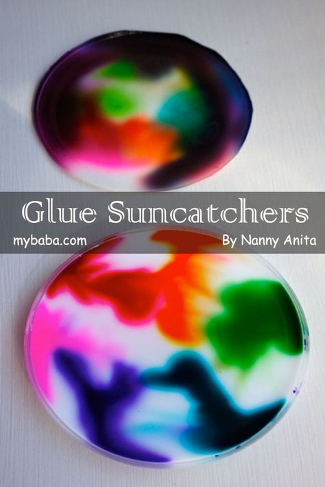 Diy Glue Suncatchers, Glue Sun Catcher Craft, Liquid Glue Crafts, Clear Glue Suncatchers, Pva Glue Crafts, Easy Art Ideas For Kids, Glue Suncatcher, Steam Kids, Sun Crafts