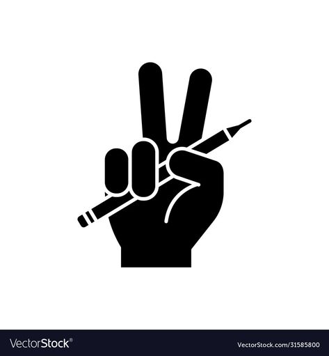 Hand With Pencil, Action Icon, Space Vector, Pencil Silhouette, Mass Media, Glyph Icon, White Space, Glyphs, Peace Gesture