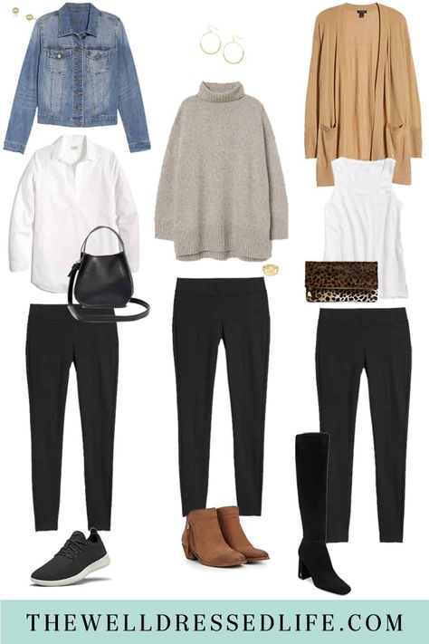 How to Wear Black Leggings via @https://www.pinterest.com/megkristel/ Black Slacks And Sweater Outfit, Black Leggings Outfit Fall Work, Black Legging Outfits Fall, How To Wear All Black Outfit, Black Leggings Fall Outfit, How To Style Leggings For Work, Leggings Work Outfit Winter, How To Wear Black Leggings, Work Outfit Leggings