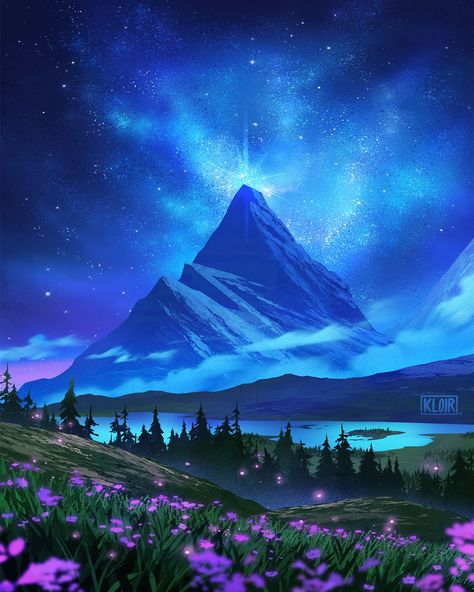 Samantha Lee on Instagram: “Mystical mountain 🌠 . . . #landscapepainting #environmentpainting #landscapeillustration #digitalillustration #landscapelovers…” Environment Painting, Natural Sleep Aids, February 10, Landscape Illustration, Anime Scenery Wallpaper, Scenery Wallpaper, Anime Scenery, Fantasy World, Landscape Art