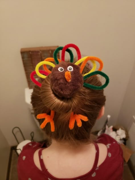 Spiky Bun, Crazy Hair For Kids, Bun Ideas, Thanksgiving Hairstyles, Thanksgiving Hair, Girl Hair Dos, Wacky Hair Days, Spiky Hair, Going Out Hairstyles