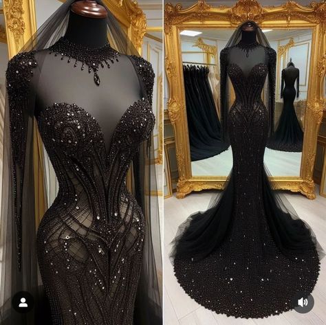 Tight Black Wedding Dress, Black Wedding After Party Dress, Black Mermaid Dress Wedding, Black Goth Wedding Dress, Black Wedding Dress Ballgown, Mafia Wedding Dress, Black Wedding Dress Long Sleeve, Bride Black Dress, Black Mermaid Wedding Dress