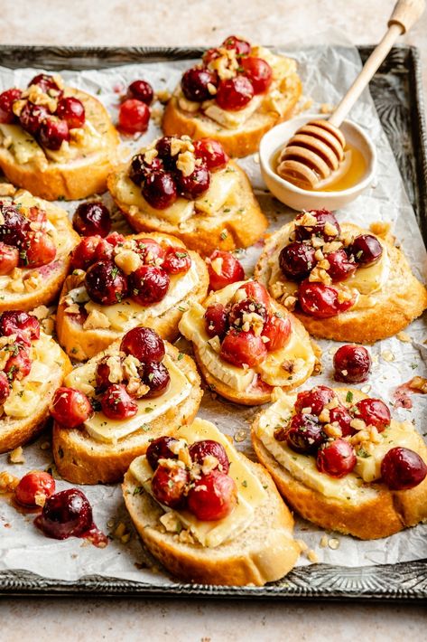 Sophisticated Appetizers, Grape Appetizers, Brie Crostini, Roasted Grapes, Brie Recipes, Ambitious Kitchen, Toast Sandwich, Roasted Cherry, Dinner Side Dishes