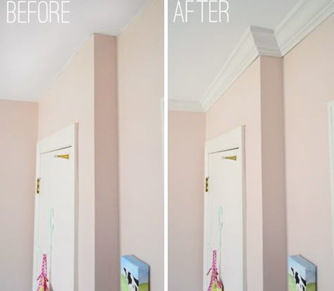 Crowning Achievement @Tina Doshi Doshi McNamara This is a great DIY step-by-step for dad. Flip Homes, Install Crown Molding, Diy Baseboards, Chicago Ideas, Diy Crown Molding, Baseboard Molding, Crown Moldings, Young House, Young House Love