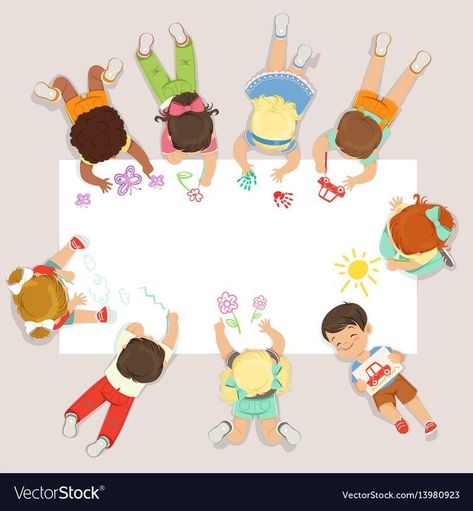 Kids Lying, Paper Vector, Kids Background, Happy Children's Day, Colorful Illustration, Preschool Art, Kids' Book, Childrens Illustrations, Child Development