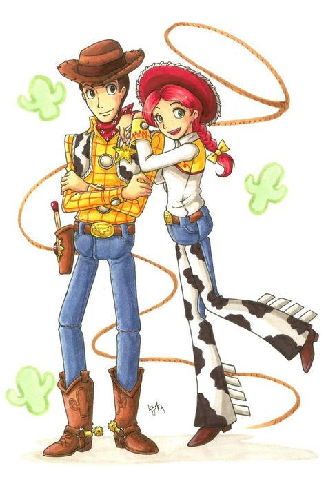 I've drawn a lot of different pairings within the Toy Story fandom, and people ask me what my favorite is. Without a doubt, it's these four all together in a little kitten pile of love. They're unc... Toy Story Woody And Jessie, Kitchen Paintings, Disney Jessie, Toy Story 1995, Dibujos Toy Story, Woody And Jessie, Disney Character Art, Toy Story Woody, Jessie Toy Story