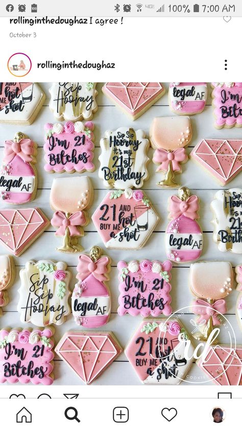 21st Cookies Decorated, 21 Cookies Decorated, 21st Cookie Ideas, 21 St Birthday Cookies, 21 Birthday Cookies Girl, 21st Birthday Royal Icing Cookies, 21st Birthday Decorated Cookies, Hot Pink 21st Birthday Ideas, 21 Birthday Cookies Decorated