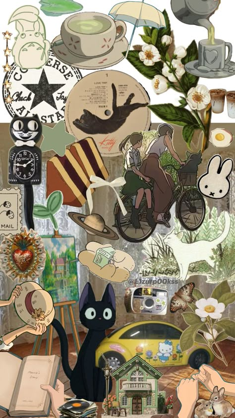 #fyp #studioghibli #anime #collage #aesthetic Anime Collage Aesthetic, Anime Collage Wallpaper Aesthetic, Aesthetic Anime Collage, Nature Aesthetic Collage, Anime Collage Wallpaper, Studio Ghibli Collage, Ghibli Collage, Cartoon Collage, Grunge Collage