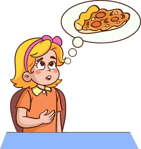 Hungry Illustration, Pizza Vector Illustration, Pizza Vector, Cartoon Face, Hungry Girl, Eat Pizza, Cartoon Faces, Pizza Bread, Environment Design