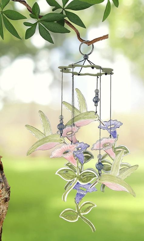 Garden Wind Chime Hummingbird Flowers, Delicate Flowers, Wind Chime, Outdoor Oasis, Delicate Flower, Hummingbirds, Yard Decor, Lawn Garden, Wind Chimes