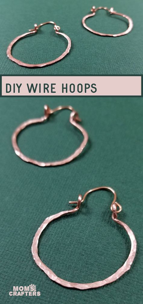 Learn how to make DIY wire Diy Metal Earrings, Make Hoop Earrings, Friendship Bracelets Easy, Wire Jewelry Rings, Wire Hoop Earrings, Diy Leather Earrings, Metal Jewelry Making, Wire Tutorials, Silver Smithing