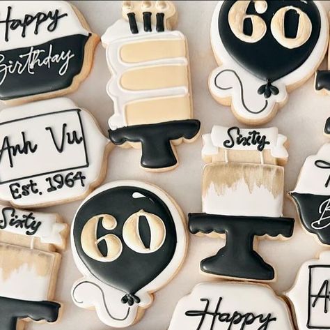 Cheers To 60 Years, 60 Birthday, Birthday Cookies, Cookie Designs, Champagne Diamond, 60th Birthday, Sugar Cookies, Champagne, Diamonds