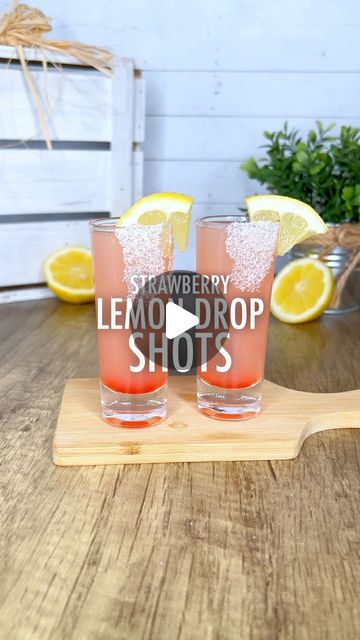 Lemon Drop Shots Recipe, Titos Vodka Drinks, Lemondrop Shot Recipe, Strawberry Shots, Lemon Drop Shots, Strawberry Simple Syrup, Strawberry Lemon, Vodka Drinks, Titos Vodka