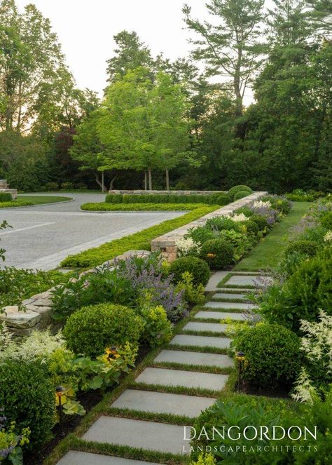 From the Portfolio of Dan Gordon Landscape Architects Dan Gordon Landscape, Transitional Landscaping, White Rock Landscaping Ideas, White Rock Landscaping, Hill Landscaping Ideas, Forest Pool, Stone Courtyard, Flower Beds Ideas, Yard Decoration Ideas