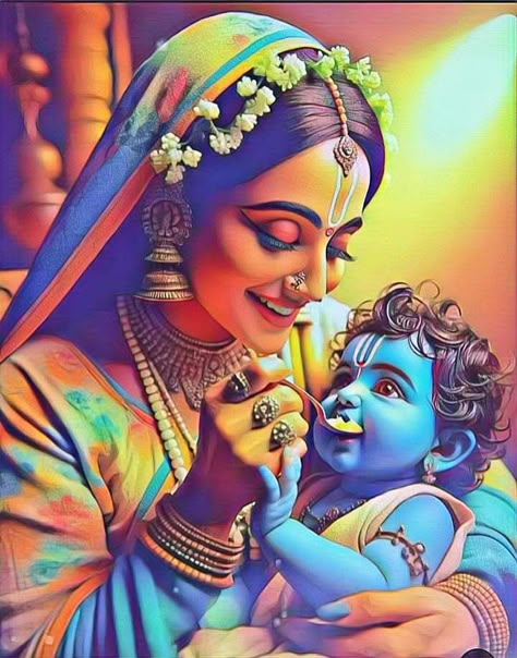 Krishna And Yashoda Images, Yashoda And Krishna Baby, Santan Dharma, Krishna Premi, Krishna Yashoda, Black Krishna, Shiva Stotram, Little Kanha Ji Images, Yashoda Krishna