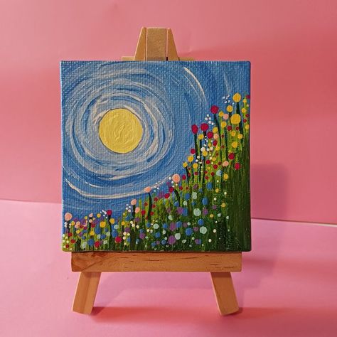 Mini Canvas Art Diy, Mini Tela, Mini Toile, Bright Sunny Day, Posca Art, Small Canvas Paintings, Square Painting, Simple Canvas Paintings, Рисунки На Холсте