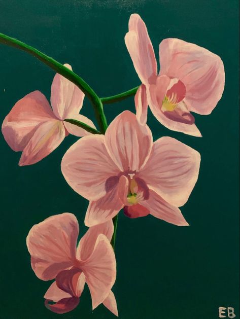 Orchid Aesthetic Drawing, Orchid Flower Painting Acrylic, Purple Orchid Painting, How To Paint Orchids Acrylic, Orchid Drawing Easy, Orchid Painting Acrylic Easy, How To Paint An Orchid, How To Paint Orchids, Orchid Painting Easy