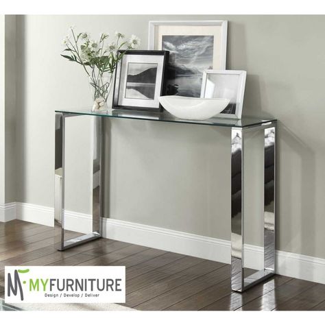 Console Table Entryway Modern, Hallway Table Diy, Small Hallway Table, Glass Hallway, Narrow Hallway Table, Hallway Table Decor, Console Tables Entryway, Table Glass Top, Hallway Entrance