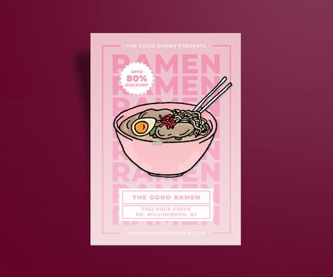 Ramen Food Flyer on Behance Menu Design Inspiration, Restaurant Flyer, Creative Flyer Design, Graphic Design Flyer, Flyer Design Inspiration, Promotional Flyers, Marketing Flyers, Event Poster Design, Flyer Layout