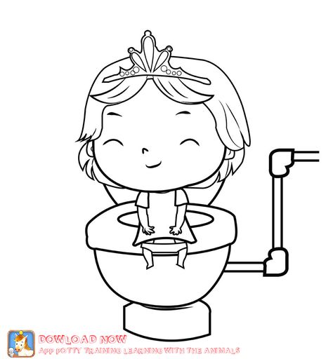 Potty training coloring page. girl. Part of a Fun potty training app that teaches kids how to use the potty DOWLOAD: iphone: https://itunes.apple.com/us/app/potty-training-learning-animals/id600570351?mt=8 android: https://play.google.com/store/apps/details?id=org.camila.animaltraining potty training ideas with the app: potty training learning with animals: #pottytraininggirls #potty training girls Potty Painting Ideas, Potty Training Coloring Pages, Potty Training Printable, Reggio Inspired Activities, Potty Party, Learning Animals, Potty Training Books, Train Clipart, Childhood Activities