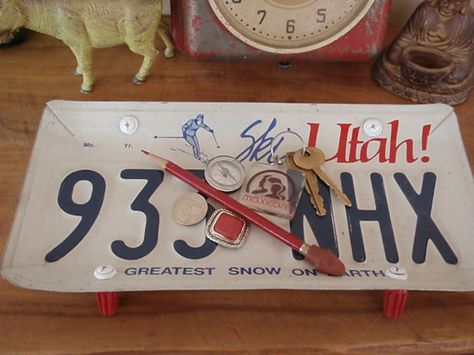 License Plate Crafts, Eclectic Gifts, Lost Keys, A Desk, Not Perfect, Conversation Piece, On Earth, License Plate, Little Things