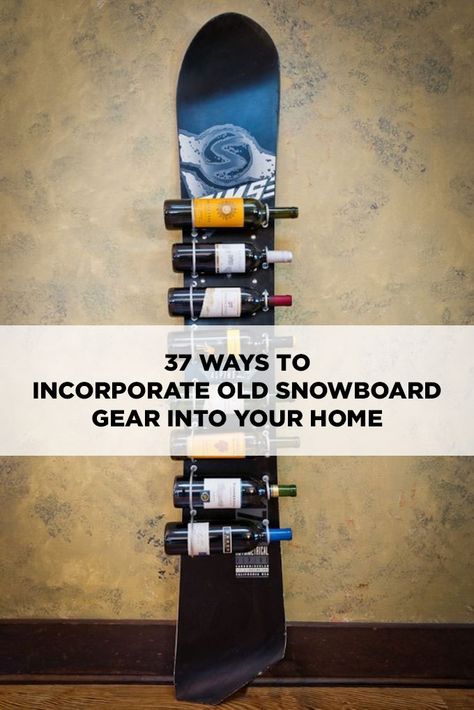 37 ideas for snowboard home decor Ski Display, Snowboard Diy Projects, Snowboard Furniture Ideas, Snowboard Shelves, Snowboard Decoration Ideas, Snowboard Repurpose Ideas, Ski Furniture, Snowboard Home Decor, Old Snowboard Ideas