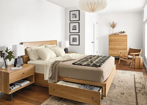 Wooden bed with storage