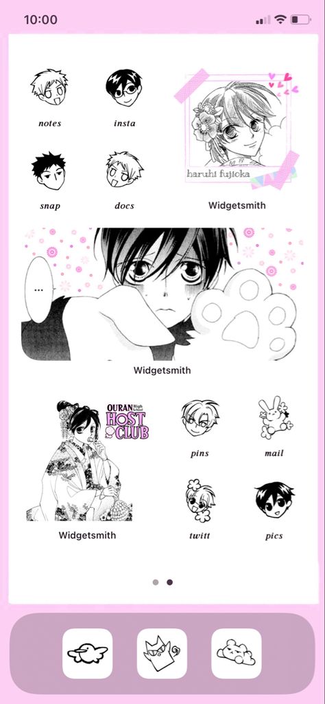 Ohshc Icons Manga, Ohshc Aesthetic, Ohshc Wallpaper Iphone, Ouran High School Host Club Wallpaper Iphone, Ohshc Widget, Ohshc Manga, Ouran High School Host Club Homescreen, Ohshc Phone Theme, Anime Homescreen Layout