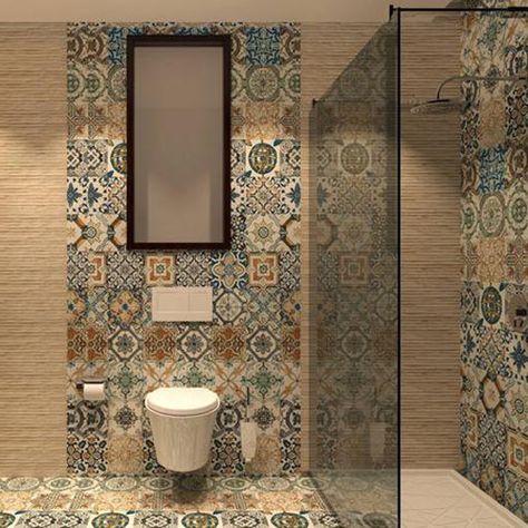 marekeesh tile Makeover Kamar Mandi, Best Bathroom Flooring, Porcelain Tile Bathroom, Trendy Bathroom Tiles, Victorian Tiles, Room Tiles, Bathroom Floor Tiles, House Bathroom, Bathroom Styling