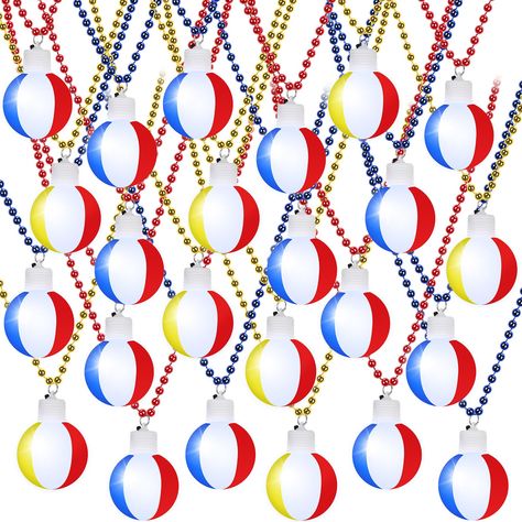 PRICES MAY VARY. Package Inclusions: each package comes with 12 LED light up necklaces in 3 vibrant colors: red, blue and yellow; Whether you're hosting a party or simply want to add some zest to your everyday wardrobe, our beach ball necklaces will make a statement Ideal Material and Size: crafted with quality plastic material, this set of trendy light up beach ball necklace is designed to last, it is safe and sturdy, light and bright, not easy to heat up or break; The bead chain measures about Party Necklaces With Lobster Clasp And Round Beads, Blue Necklace With Lobster Clasp For Party, Neon Yellow Summer Beach Jewelry, Orange Necklaces With Round Beads And Lobster Clasp, Orange Necklace With Round Beads And Lobster Clasp, Necklaces Beach, Necklace For Kids, Summer Party Favors, Luau Decorations