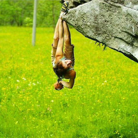 In life sometimes you need to position yourself upside-down in order to see the problem right side-up. #ASDT  Above Yulia Ambramchuk chalking up for a long traverse in the land of the flowering grass. PC Anna Piunova. #AndShesDopeToo  #ChooseMountains #Climbing #bouldering #Climb #climbing_pictures_of_instagram #rockclimbing #SendIt #climbingismypassion by andshesdopetoo Rock Climbing Women, Climbing Girl, Sport Climbing, Outdoor Climbing, Rock Climbers, Ice Climbing, Climbing Wall, Extreme Sports, Parkour