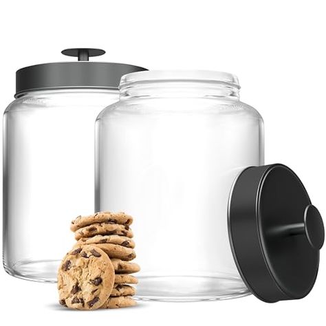 Kitchen Jar Storage, Flour Storage Containers, Bathroom Apothecary, Glass Kitchen Canisters, Kitchen Jar, Gallon Glass Jars, Glass Jar With Lid, Jar Kitchen, Glass Storage Containers