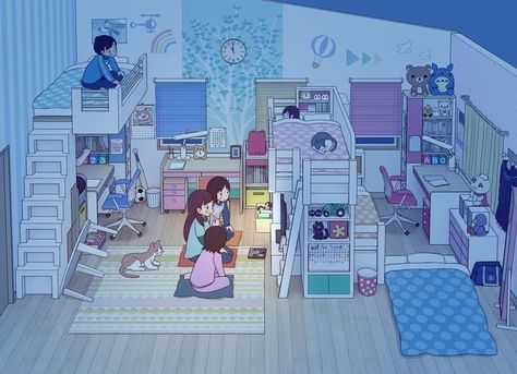 Bedroom Drawing, Sims 4 House Design, Isometric Art, Sims House Design, Anime Room, Small Room Design, Cute Room Ideas, Cute Kawaii Drawings, Kawaii Room