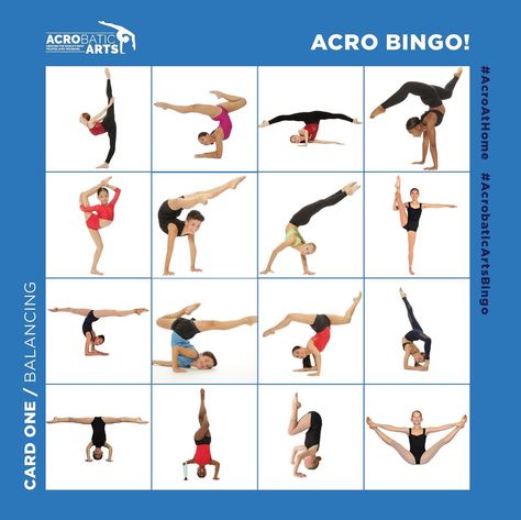 Acrobatic Arts - Join us for Acro Bingo! How many lines can you get? Show us your Bingo Cards! Tag us #AcrobaticArtsBingo #AcrobaticArts #AcrobaticArtsCertified #Acro #AcroDance #AcroAtHome | Facebook Gymnastics Conditioning, Michelle Baker, Dance Business, Acro Dance, Solo Photo, Hip Workout, Dance Photos, Dance Pictures, Bingo Cards